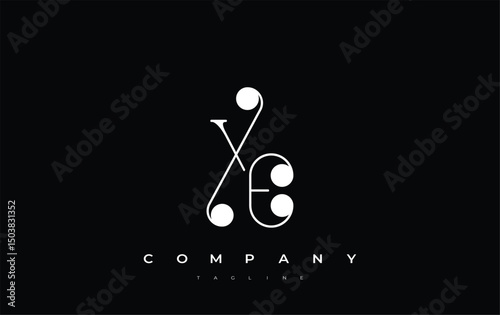XE Typography Logo Design. Stylish monogram design depiction featuring the letters X and E combined in an artistic signature style, delivering a unique and creative visual representation.