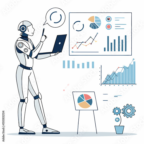 Design a bold, vector graphic depicting artificial intelligence; strong lines, vibrant colors, futuristic style.