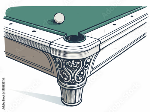 Create a vector illustration of a bold, black stroke depicting a sharply angled corner of a billiard table's playing surface.  Focus on clean lines and geometric precision.