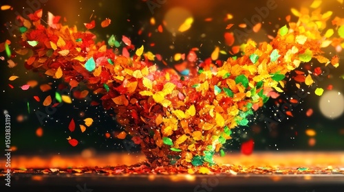 Dynamic Autumn Leaves Motion Blur Background with Warm Lighting