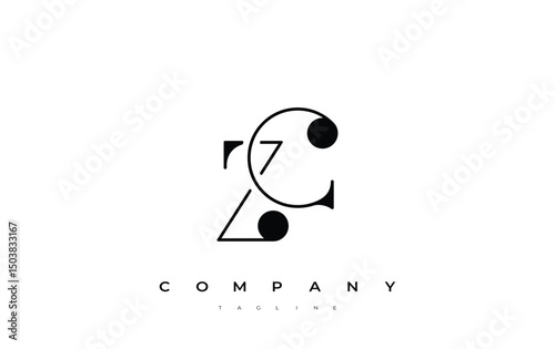 ZC Typography Logo Design. Stylish monogram design depiction featuring the letters Z and C combined in an artistic signature style, delivering a unique and creative visual representation.