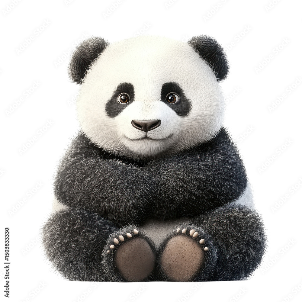 Cute panda sitting quietly against a simple Transparent background exuding charm and playfulness in a serene setting, Cute panda. realistic PNG background Cute panda sitting quietly against a simple Transparent background exuding charm and playfulness in a serene setting, Cute panda. realistic PNG background