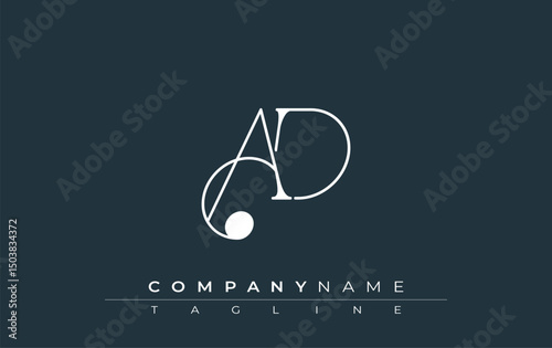AD Typography Logo Design. Stylish monogram design depiction featuring the letters A and D combined in an artistic signature style, delivering a unique and creative visual representation.