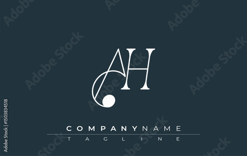 AH Typography Logo Design. Stylish monogram design depiction featuring the letters A and H combined in an artistic signature style, delivering a unique and creative visual representation.