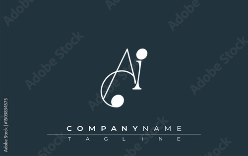 AI Typography Logo Design. Stylish monogram design depiction featuring the letters A and I combined in an artistic signature style, delivering a unique and creative visual representation.