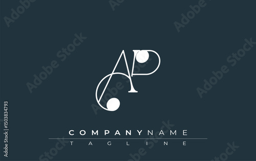 AP Typography Logo Design. Stylish monogram design depiction featuring the letters A and P combined in an artistic signature style, delivering a unique and creative visual representation.
