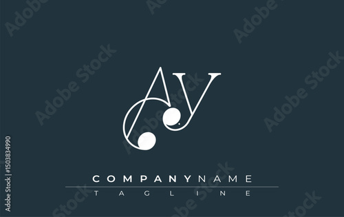 AY Typography Logo Design. Stylish monogram design depiction featuring the letters A and Y combined in an artistic signature style, delivering a unique and creative visual representation.
