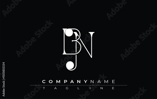 BN Typography Logo Design. Stylish monogram design depiction featuring the letters B and N combined in an artistic signature style, delivering a unique and creative visual representation.