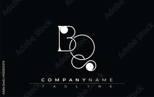 BQ Typography Logo Design. Stylish monogram design depiction featuring the letters B and Q combined in an artistic signature style, delivering a unique and creative visual representation.