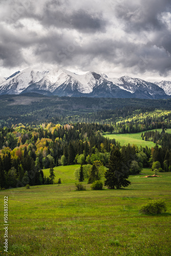 Fototapeta Naklejka Na Ścianę i Meble -  View from the Pass over Łapszanka in Poland