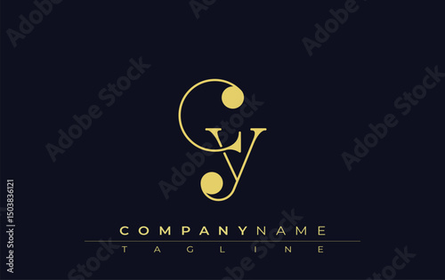 CY Typography Logo Design. Stylish monogram design depiction featuring the letters C and Y combined in an artistic signature style, delivering a unique and creative visual representation.