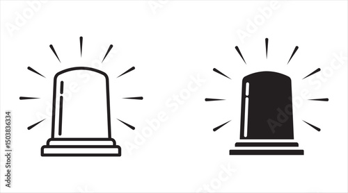 Simple alarm siren icon set. Police alarm siren symbol. Vector illustration.