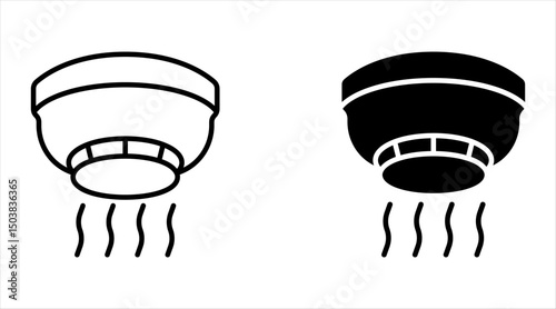 Sensor smoke icons set in black line and filled versions