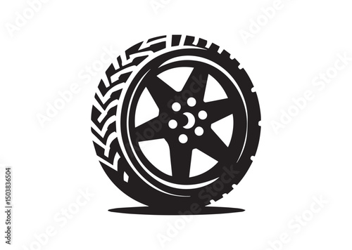 Tire Icon, Tire Silhouette of Black Vector