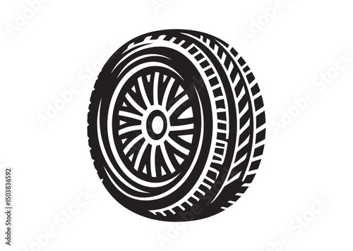 Tire Icon, Tire Silhouette of Black Vector