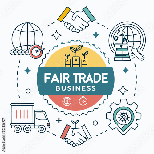 Design a bold vector logo for a fair trade business emphasizing ethical sourcing and sustainability.  Include a stylized leaf or similar element.
