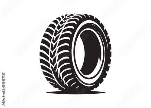 Tire Icon, Tire Silhouette of Black Vector