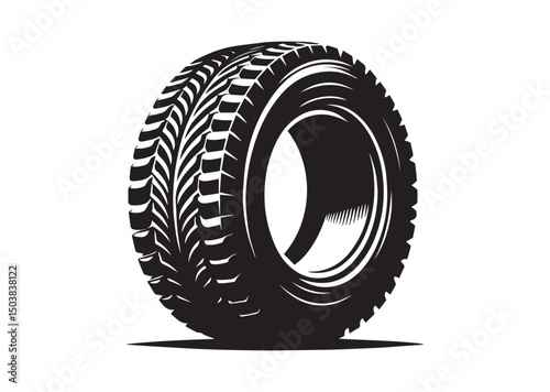 Tire Icon, Tire Silhouette of Black Vector