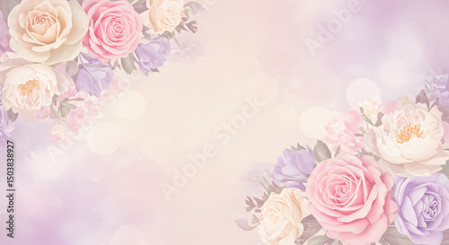 Pastel Roses and Peonies in Soft Focus Floral Arrangement