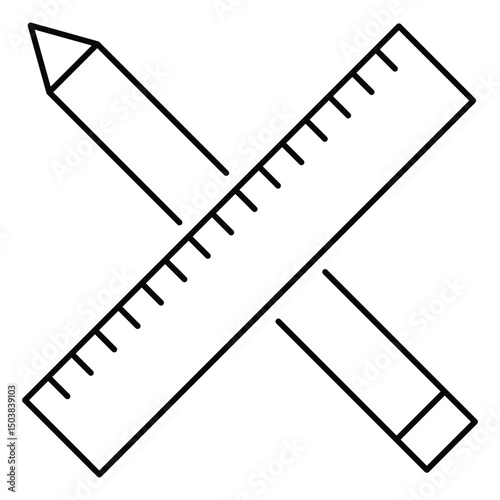 crossed pencil and ruler icon vector on white background