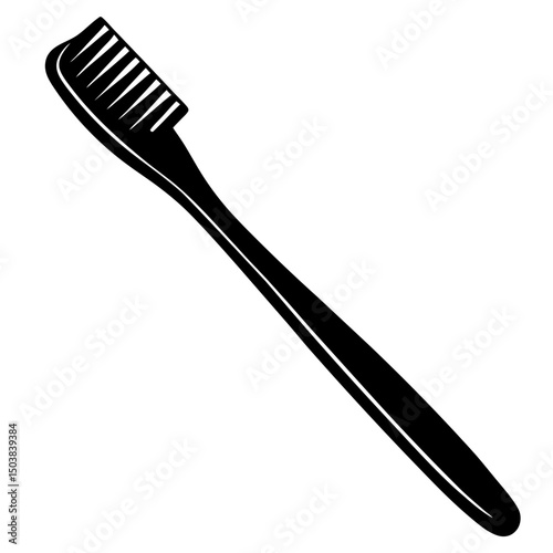 Simple silhouette of a toothbrush, side view