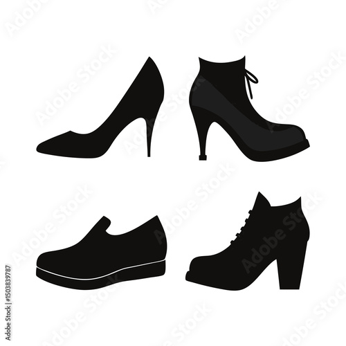Set of Women's Shoes Silhouettes