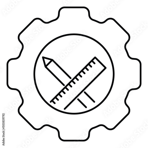 setting crossed pencil and ruler icon vector on white background