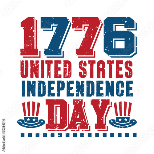 1776 United States Independence Day. 4th of July Typography Tshirt Design