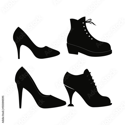 Set of Women's Shoes Silhouettes