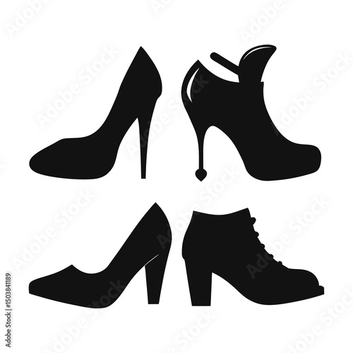 Set of Women's Shoes Silhouettes
