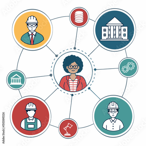 Design a bold, vector illustration of the phrase "Stakeholder Capitalism" with a strong, impactful W incorporated into the design.
