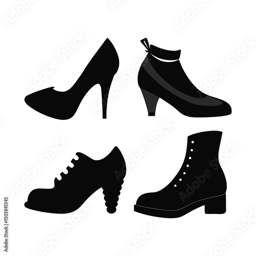 Set of Women's Shoes Silhouettes