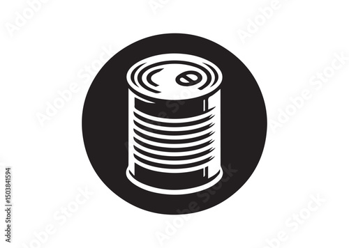 Lid of a Tin Can Silhouette of Black Vector, Can Icon
