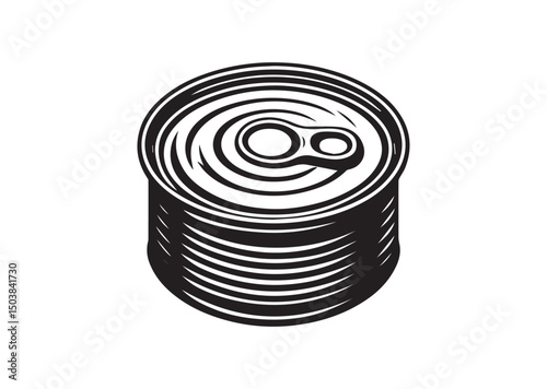 Lid of a Tin Can Silhouette of Black Vector, Can Icon