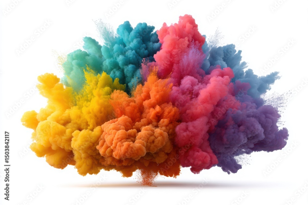 Fototapeta premium Colorful powder explosion effect on white background