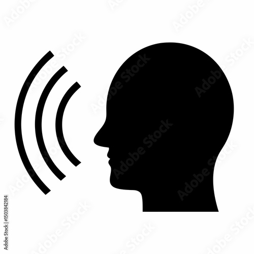 Voice recognition profile silhouette icon