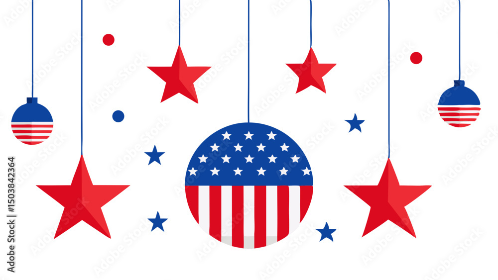 Obraz premium Patriotic spirit soars with festive stars and stripes decorations celebrating freedom and