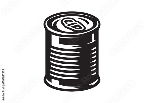 Lid of a Tin Can Silhouette of Black Vector, Can Icon
