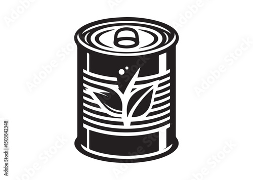 Lid of a Tin Can Silhouette of Black Vector, Can Icon