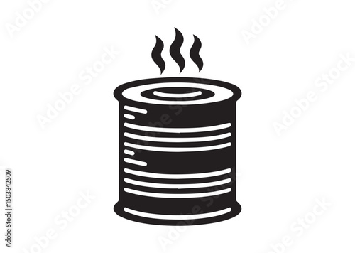 Lid of a Tin Can Silhouette of Black Vector, Can Icon
