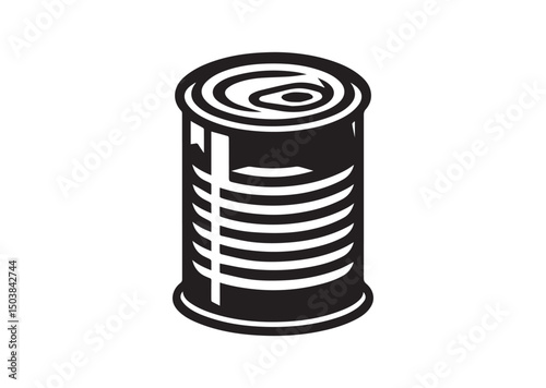 Lid of a Tin Can Silhouette of Black Vector, Can Icon