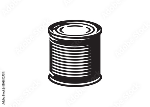 Lid of a Tin Can Silhouette of Black Vector, Can Icon