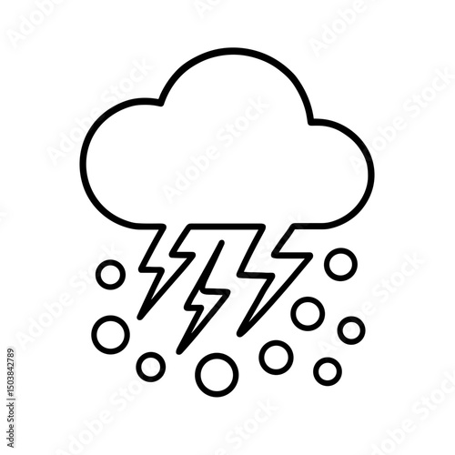 Thunderstorm with hail icon in outline weather style