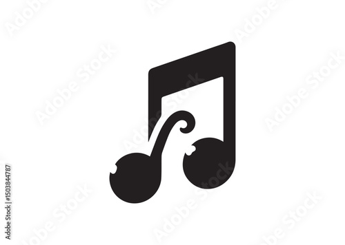 Musical Note Icon, Musical Note Silhouette Vector