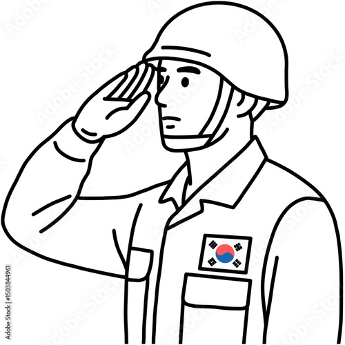 현충일 경례하는 군인 일러스트