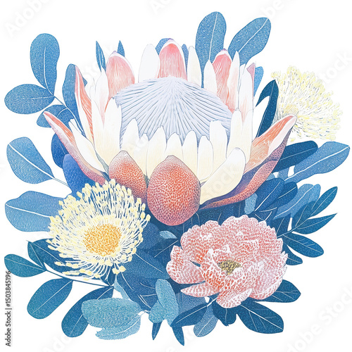 atercolor Botanical Bouquet Illustration photo