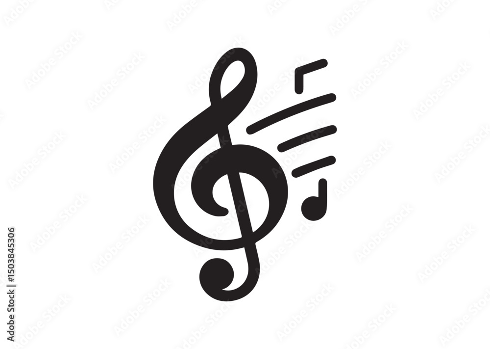 Obraz premium Musical Note Icon, Musical Note Silhouette Vector