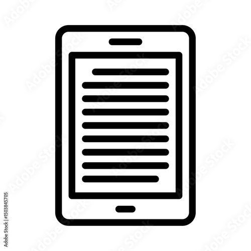Ereader outline icon. e-reader black line illustration.