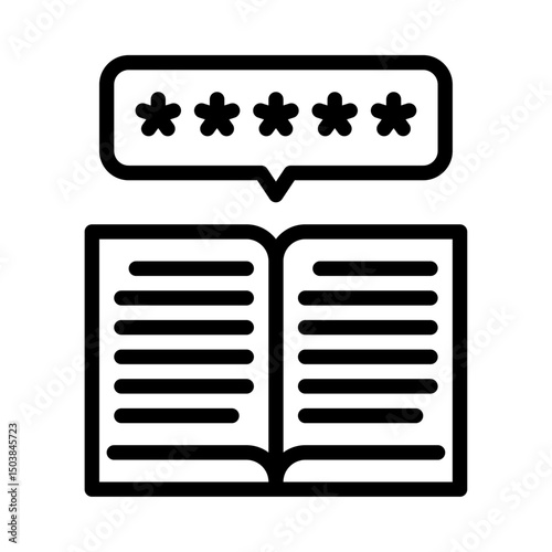 Book rating outline icon. Top rated book  black line illustration.