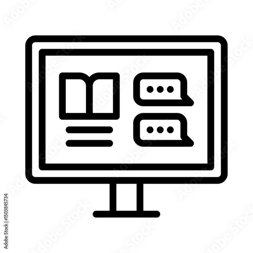 Online Book forum outline icon. Book forum black line illustration.